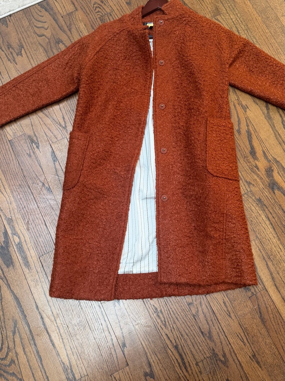 Anthropology Rust Bouclé Long Coat XSP